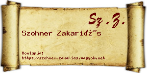 Szohner Zakariás névjegykártya